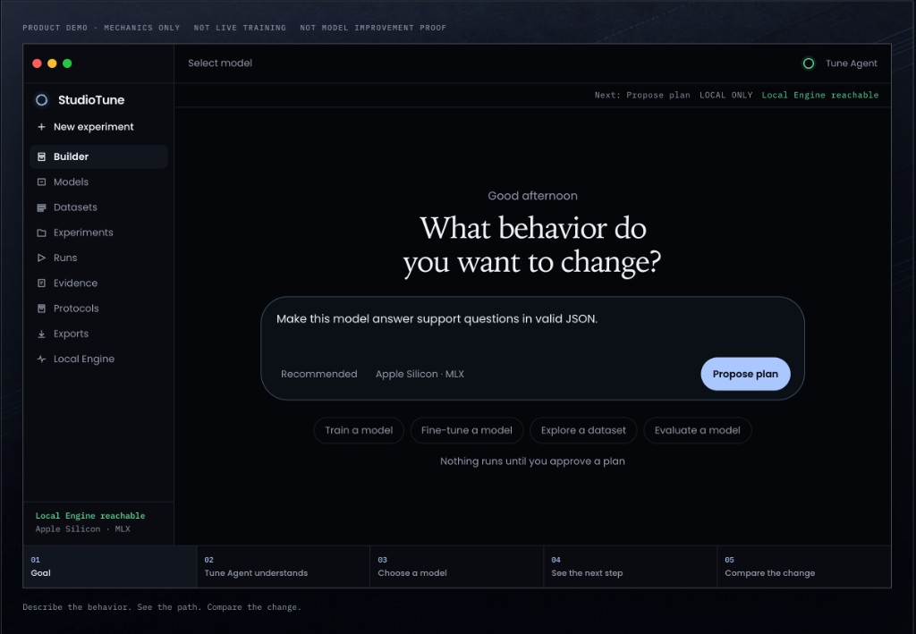 StudioTune Desktop: describe a behavior, propose a plan, and keep the change local